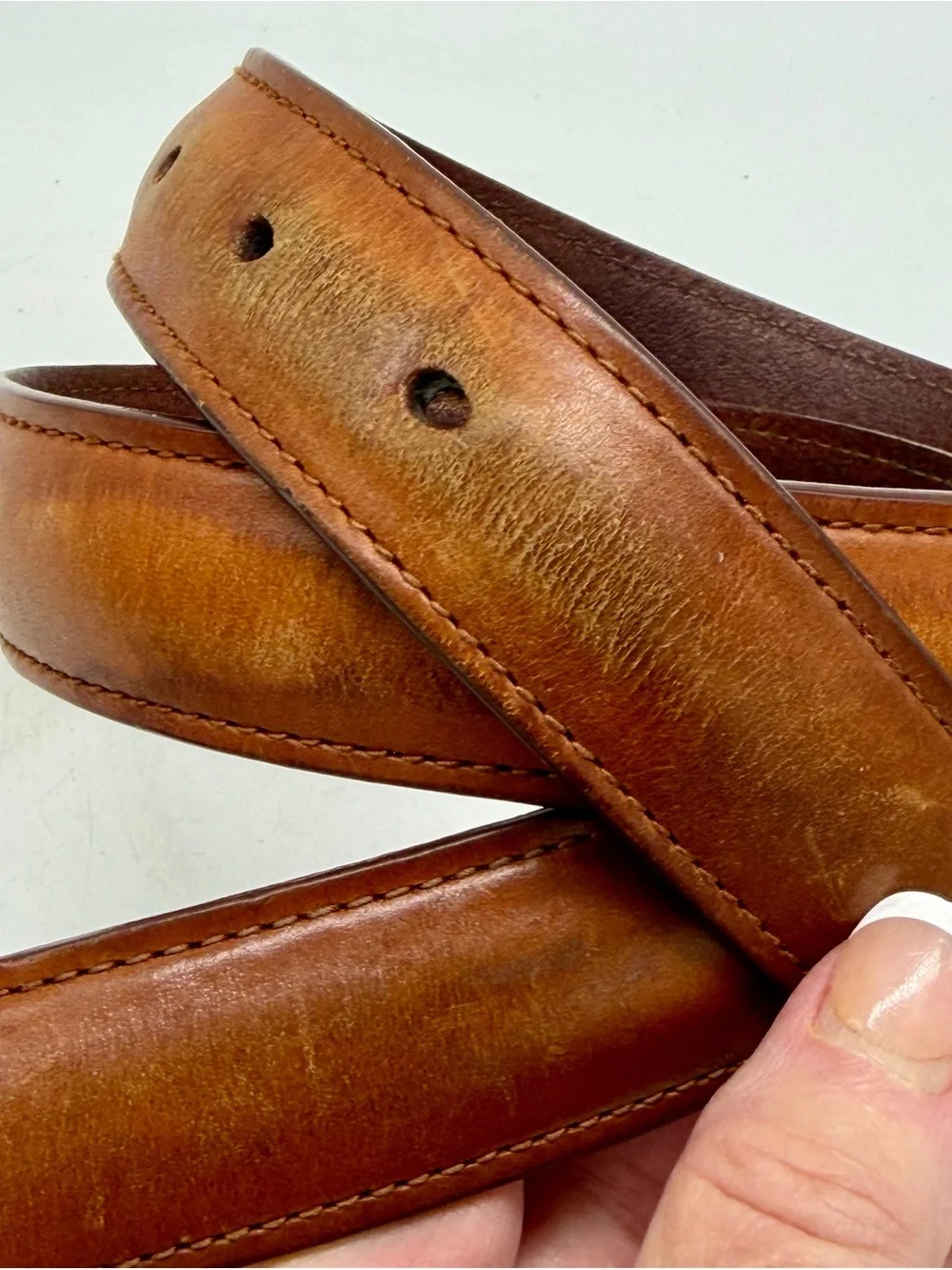 Classic Polo Ralph Lauren Men's Italian Leather Belt in Tan Silver Buckle Sz 34